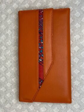 Pineda Covalin Leather Travel Wallet Organizer | Orange & Red